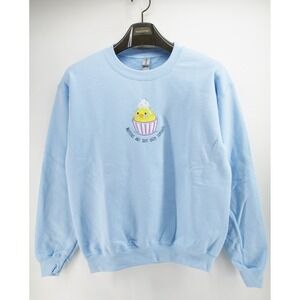 Cupcake Embroidered Sweatshirt light Blue Small Gildan
